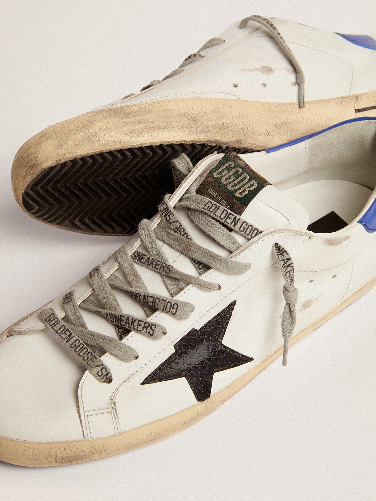 Golden Goose - Men's Super-Star with black snake print leather star in 