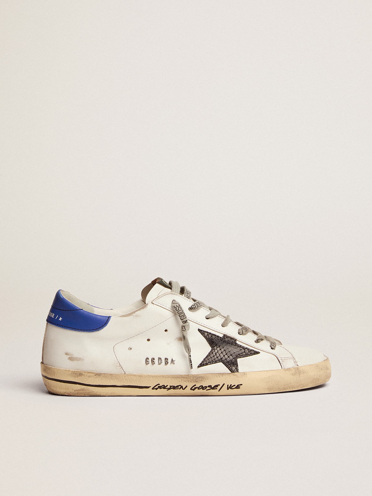 Golden Goose - Men's Super-Star with black snake print leather star in 