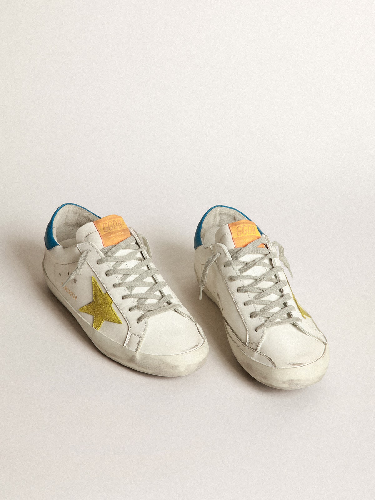 Golden Goose - Super-Star sneakers with yellow suede star and indigo leather heel tab in 