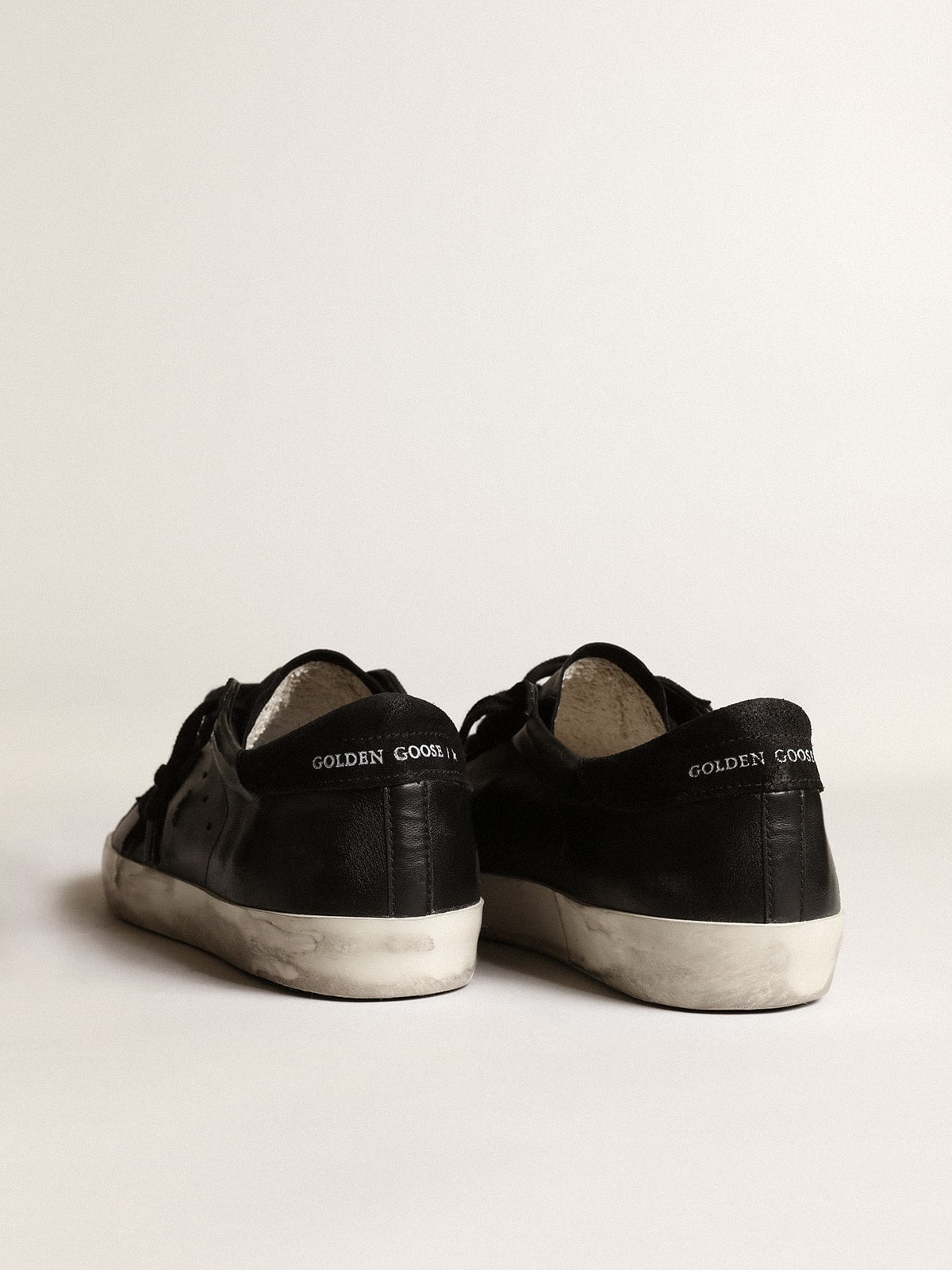 Golden Goose - Men's Super-Star in black nappa with black suede star and heel tab in 