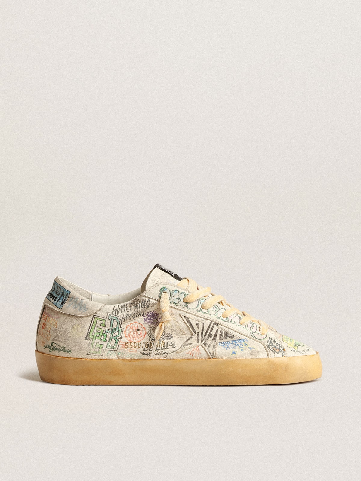 Golden Goose - Super-Star in white nappa with all-over multicolor graffiti in 