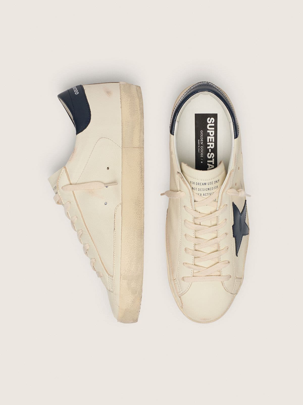 Golden Goose - Men&rsquo;s Super-Star in white leather with dark blue star in 