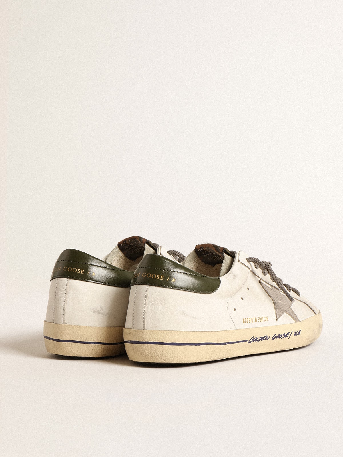 Golden Goose - Super-Star LTD with croc-print star and green heel tab in 