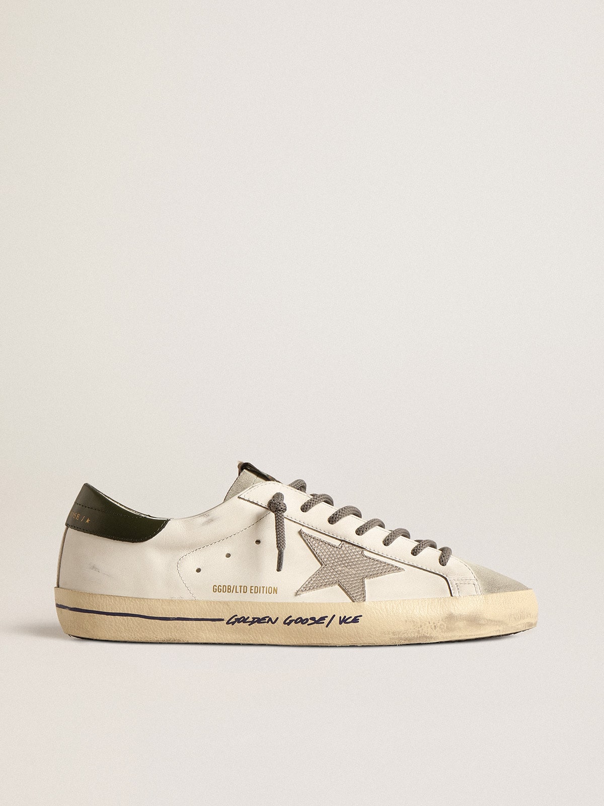 Golden Goose - Super-Star LTD with croc-print star and green heel tab in 