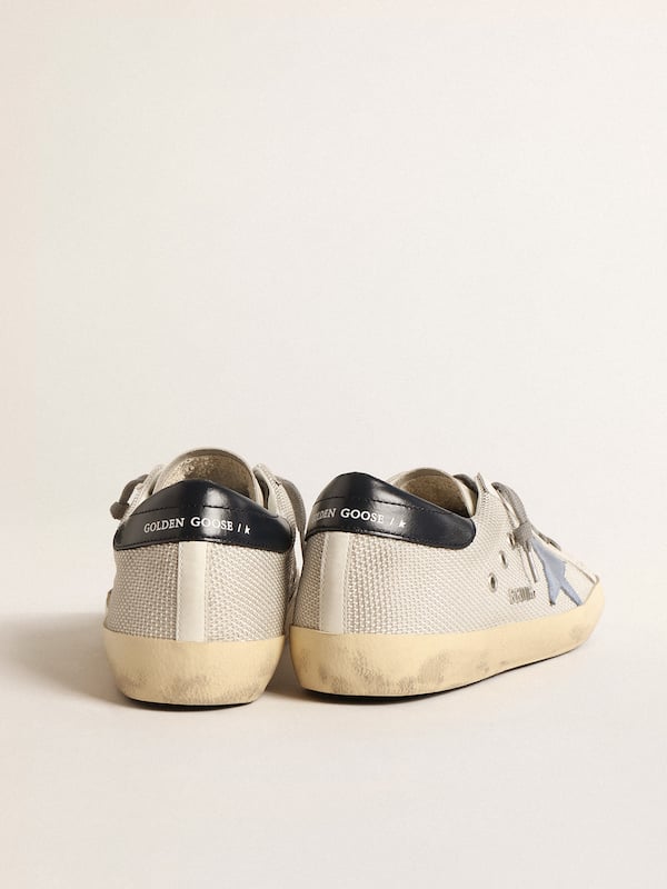 Golden Goose - Super-Star in pale silver mesh with light blue suede star in 