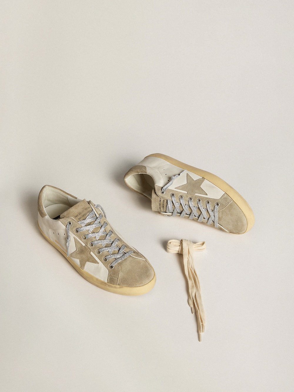 Golden Goose - Men’s Super-Star in nappa with ice-gray suede star and black embroidery in 