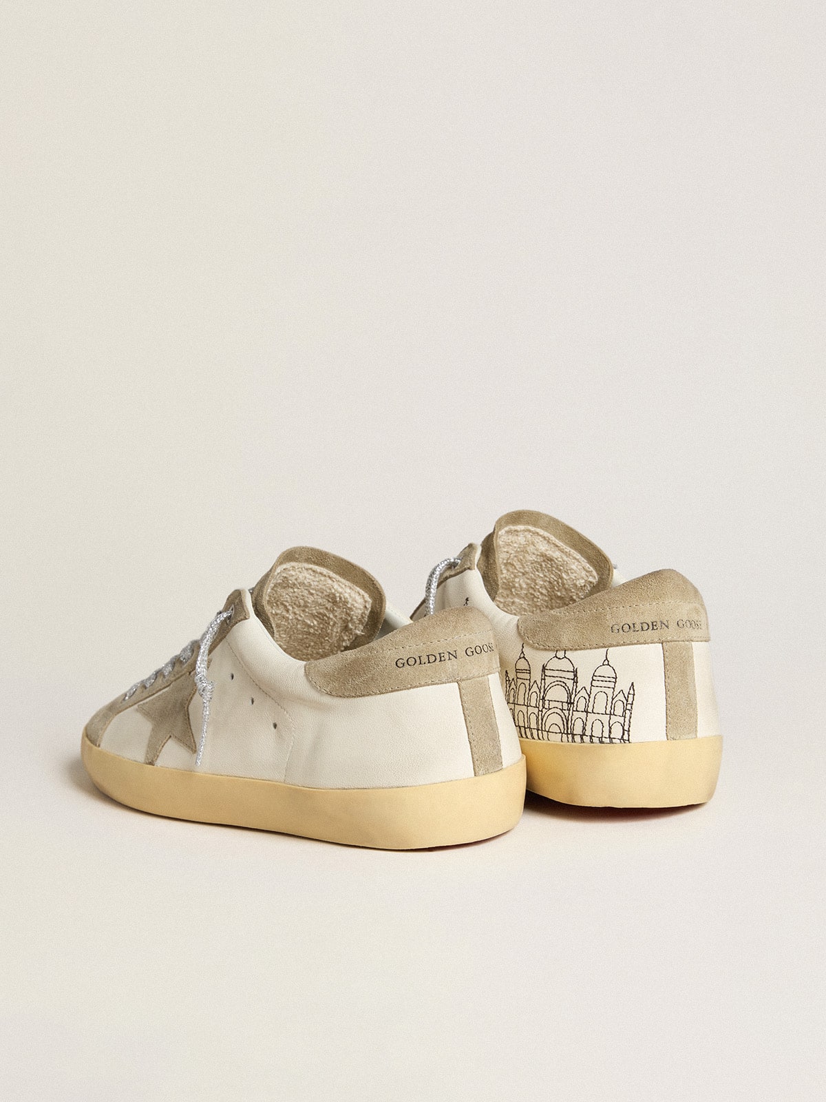 Golden Goose - Men’s Super-Star in nappa with ice-gray suede star and black embroidery in 