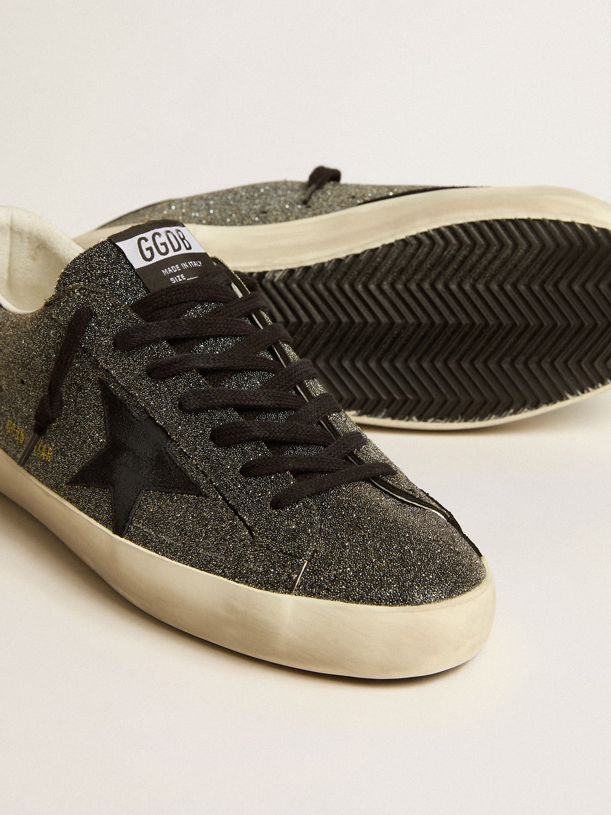 Golden Goose - Men’s Super-Star in black Swarovski crystals with black suede star in 