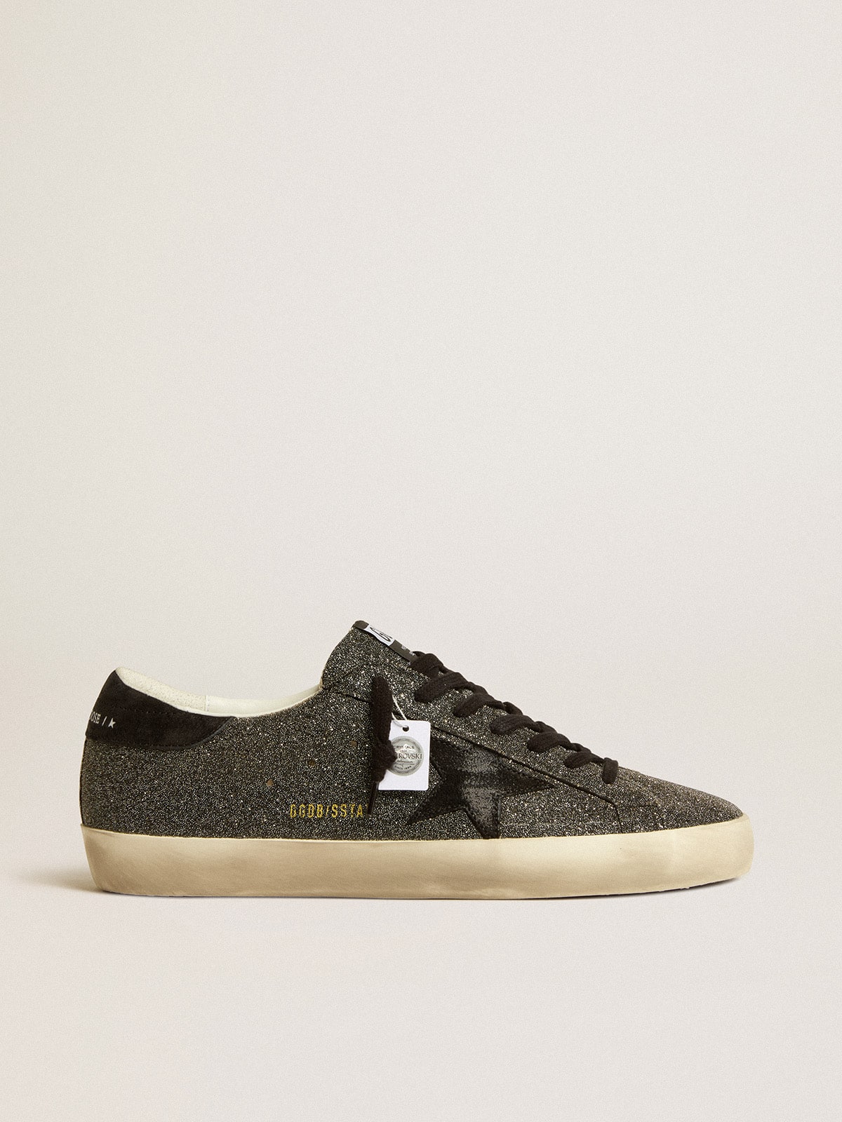 Golden Goose Super Star Man In Black Swarovski Crystals With Black Suede Star, Man, Size: 42