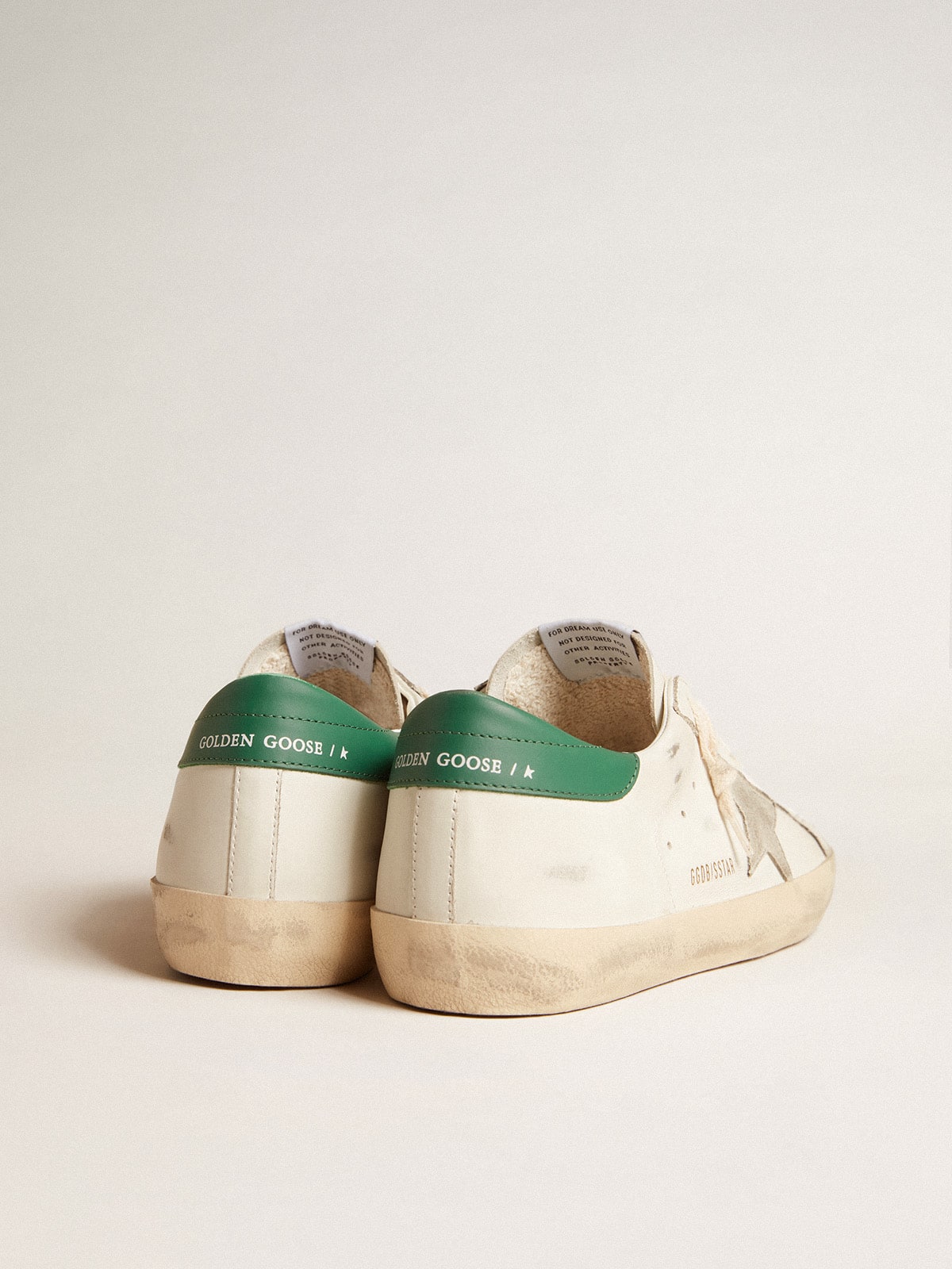 Golden Goose - Men's Super-Star with ice-gray suede star and green leather heel tab in 