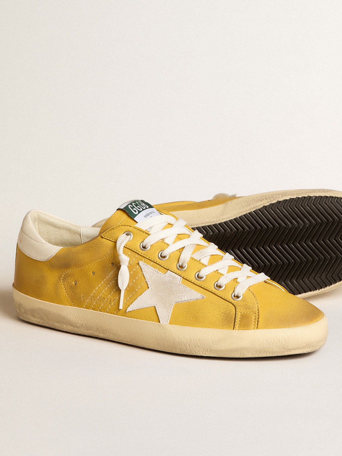 Golden Goose - Honey Super-Star with white suede star and white nappa leather heel tab in 