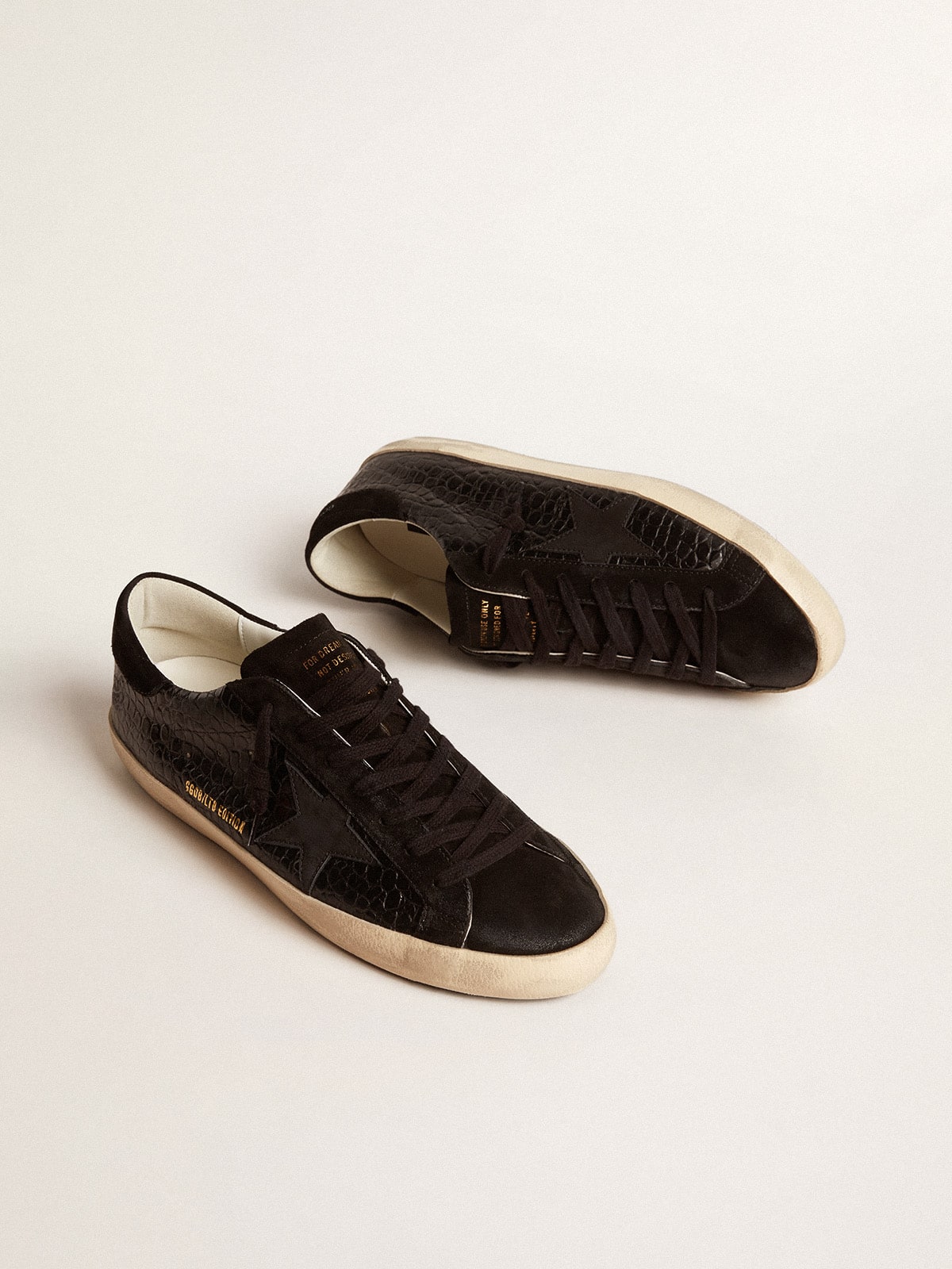 Golden Goose - Men's Super-Star LTD in crocodile-print leather with black suede inserts in 