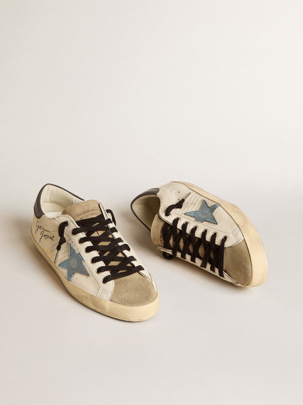 Golden Goose - Men's Super-Star LTD in nappa with denim star and gray leather heel tab in 