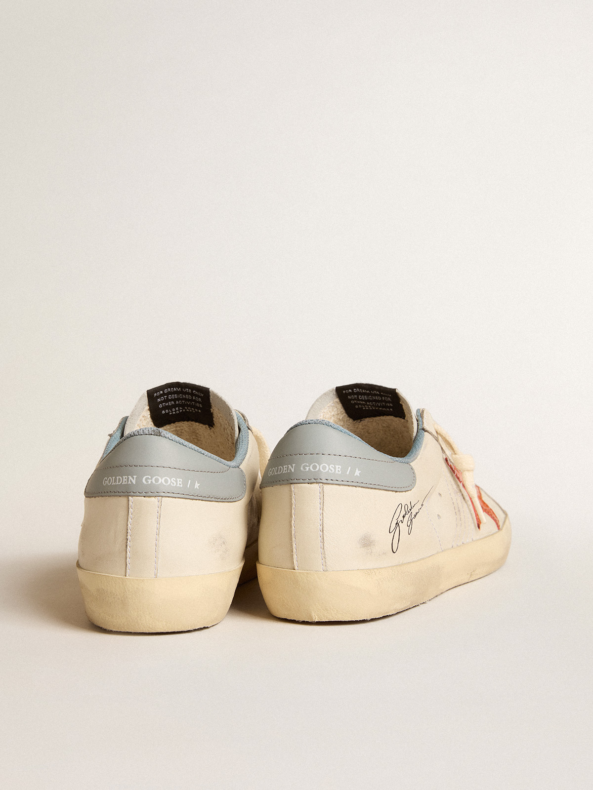 Golden Goose - Super-Star homme avec étoile à imprimé crocodile et contrefort bleu ciel argenté in