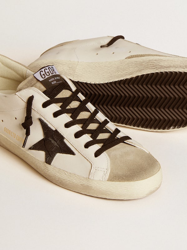 Golden Goose - Men's Super-Star LTD with black croc-print leather star and suede inserts in 