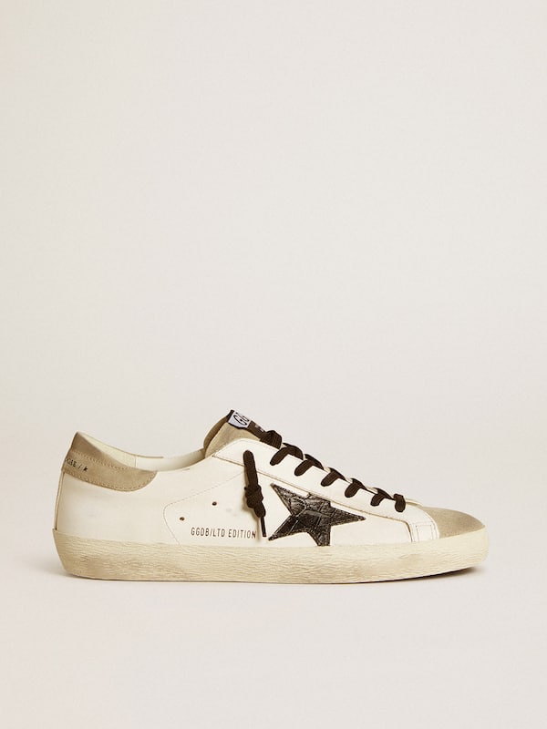 Golden Goose - Men's Super-Star LTD with black croc-print leather star and suede inserts in 