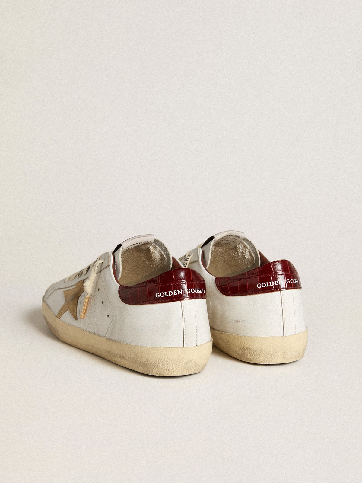 Golden Goose - Super-Star with sand suede star and red croc-print leather heel tab in 