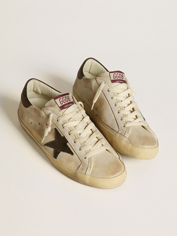 Golden Goose - Men's Super-Star in leather with black denim star and black leather heel tab in 