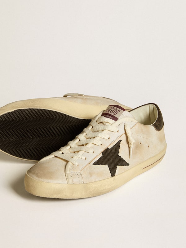 Golden Goose - Men's Super-Star in leather with black denim star and black leather heel tab in 