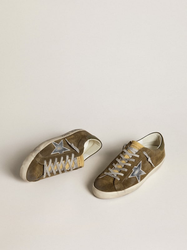 Golden Goose - Men's Super-Star LTD in suede with metallic leather star and leather heel tab in 