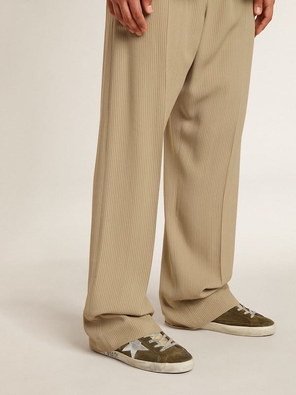 Golden Goose - Men's Super-Star LTD in suede with metallic leather star and leather heel tab in 