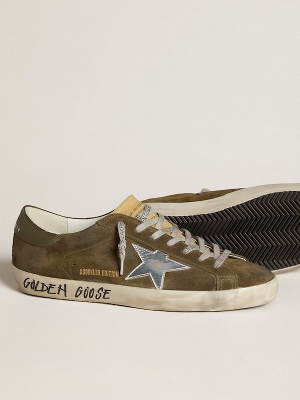 Golden Goose - Men's Super-Star LTD in suede with metallic leather star and leather heel tab in 