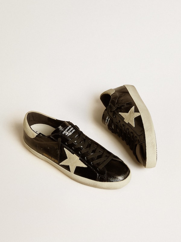Golden Goose - Men's Super-Star LTD in black patent leather with suede star and heel tab in 