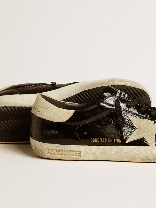 Golden Goose - Men's Super-Star LTD in black patent leather with suede star and heel tab in 