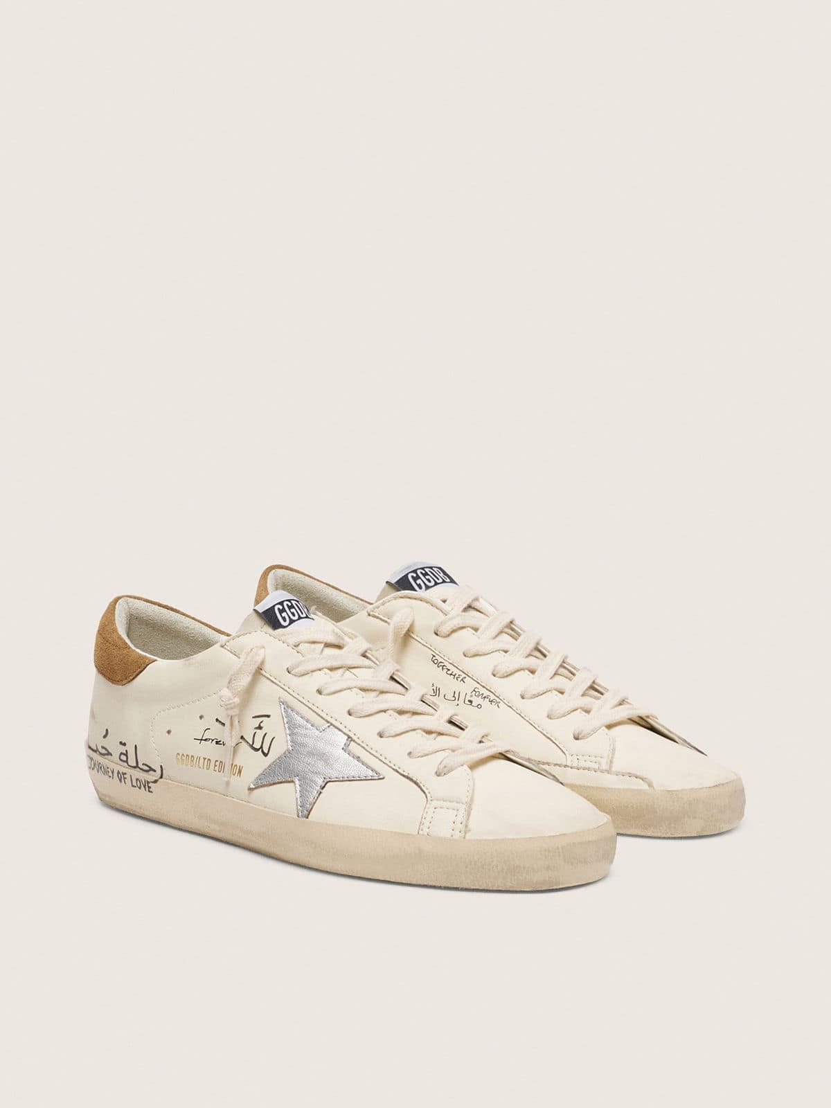 Super-Star Uomo in nappa con stella laminata argento e scritte all over