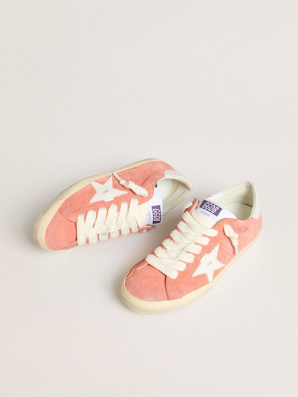 Golden Goose - Men&rsquo;s Super-Star in coral suede with white leather star and heel tab in 