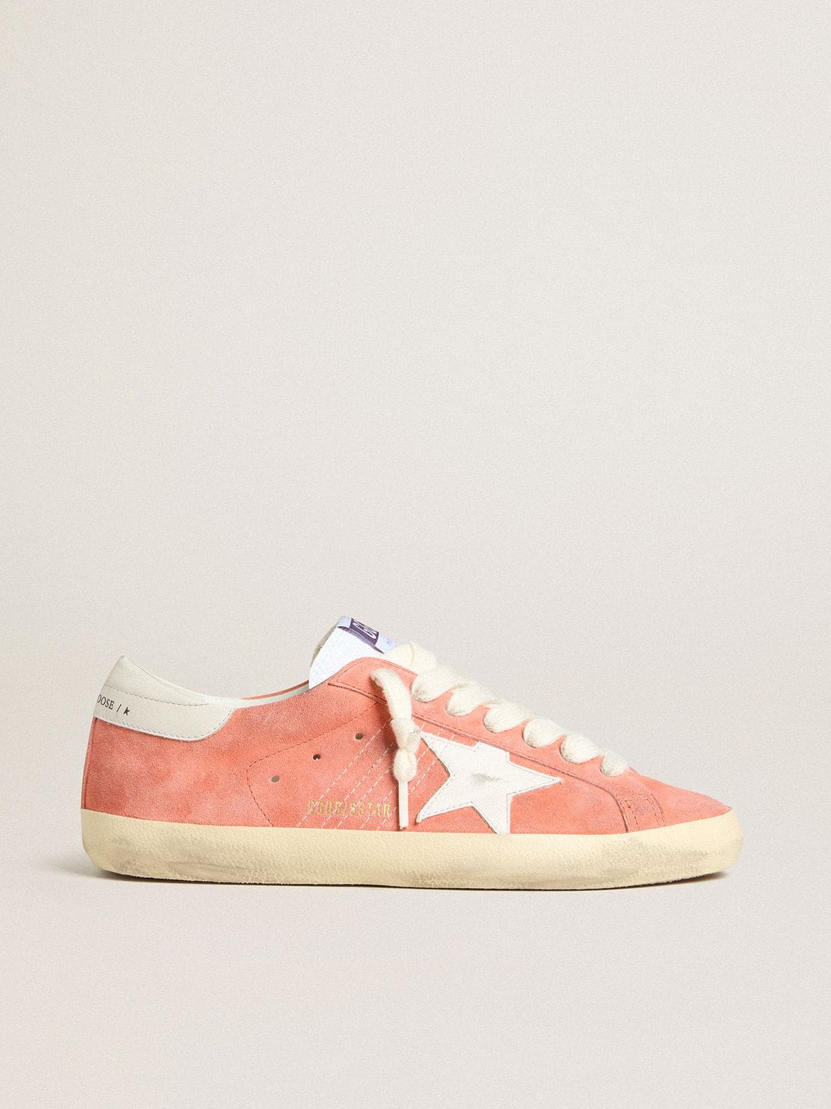Golden Goose - Men’s Super-Star in coral suede with white leather star and heel tab  in 