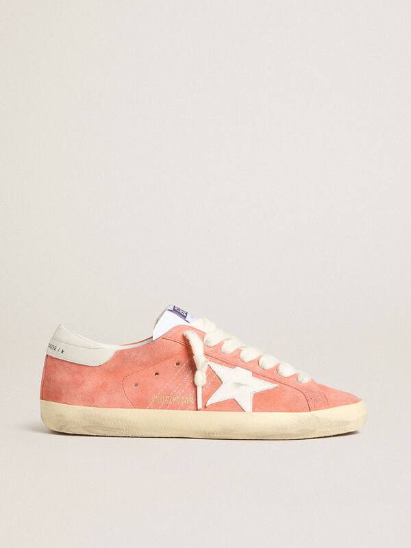Golden Goose - Men&rsquo;s Super-Star in coral suede with white leather star and heel tab in 