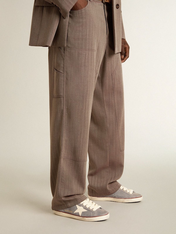 Golden Goose - Super-Star LTD in light blue nubuck leather with white leather star and brown leather heel tab in 