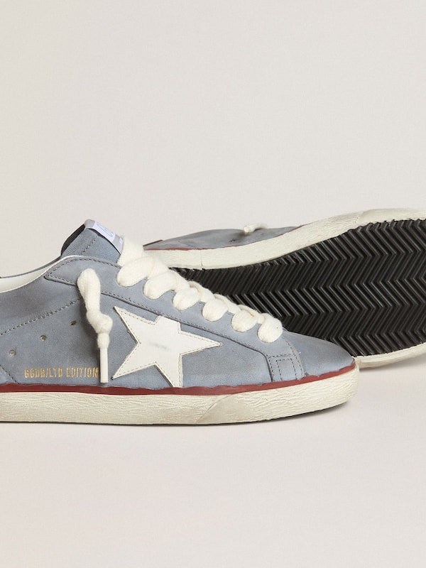 Golden Goose - Super-Star LTD in light blue nubuck leather with white leather star and brown leather heel tab in 