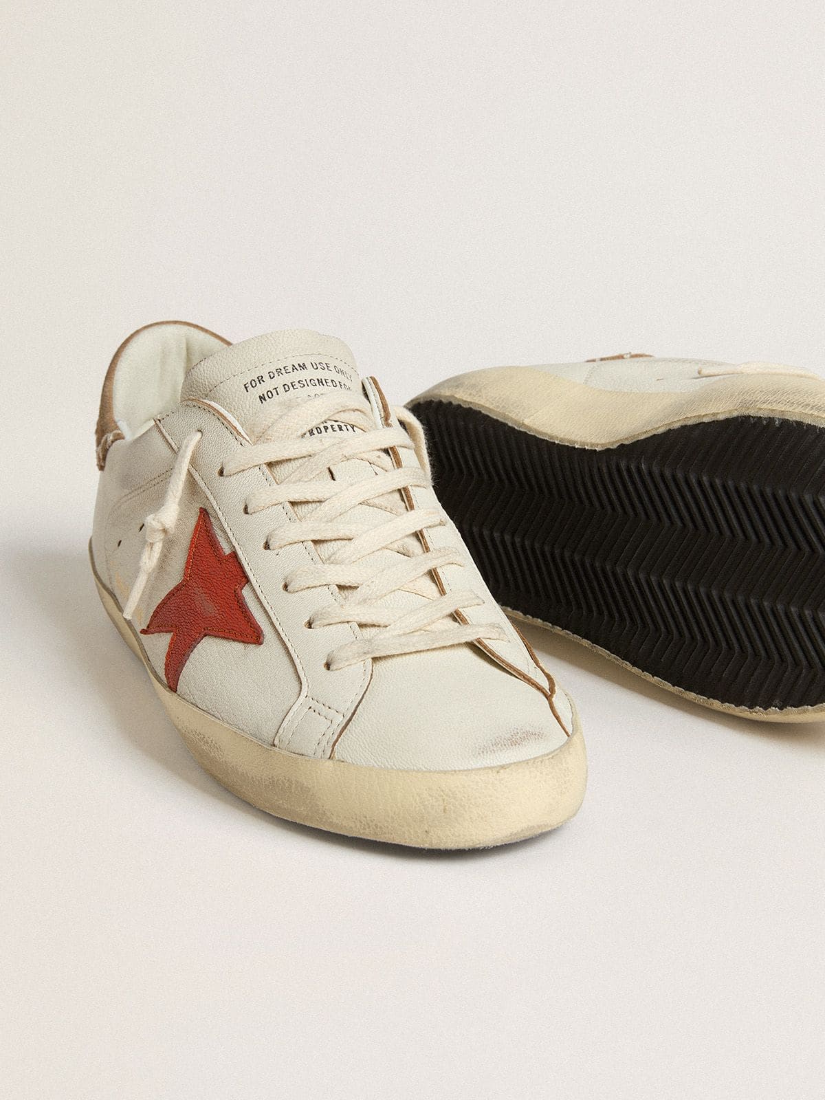 Golden Goose - 오렌지 레더 스타 & 토바코 스웨이드 힐탭 나파 레더 슈퍼스타 LTD in 