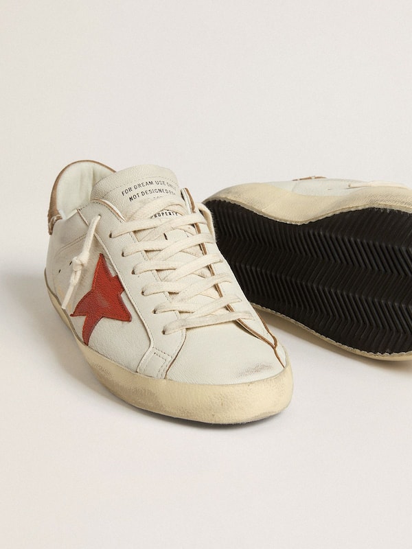 Golden Goose - Men's Super-Star LTD in nappa leather with orange leather star and tobacco suede heel tab in 