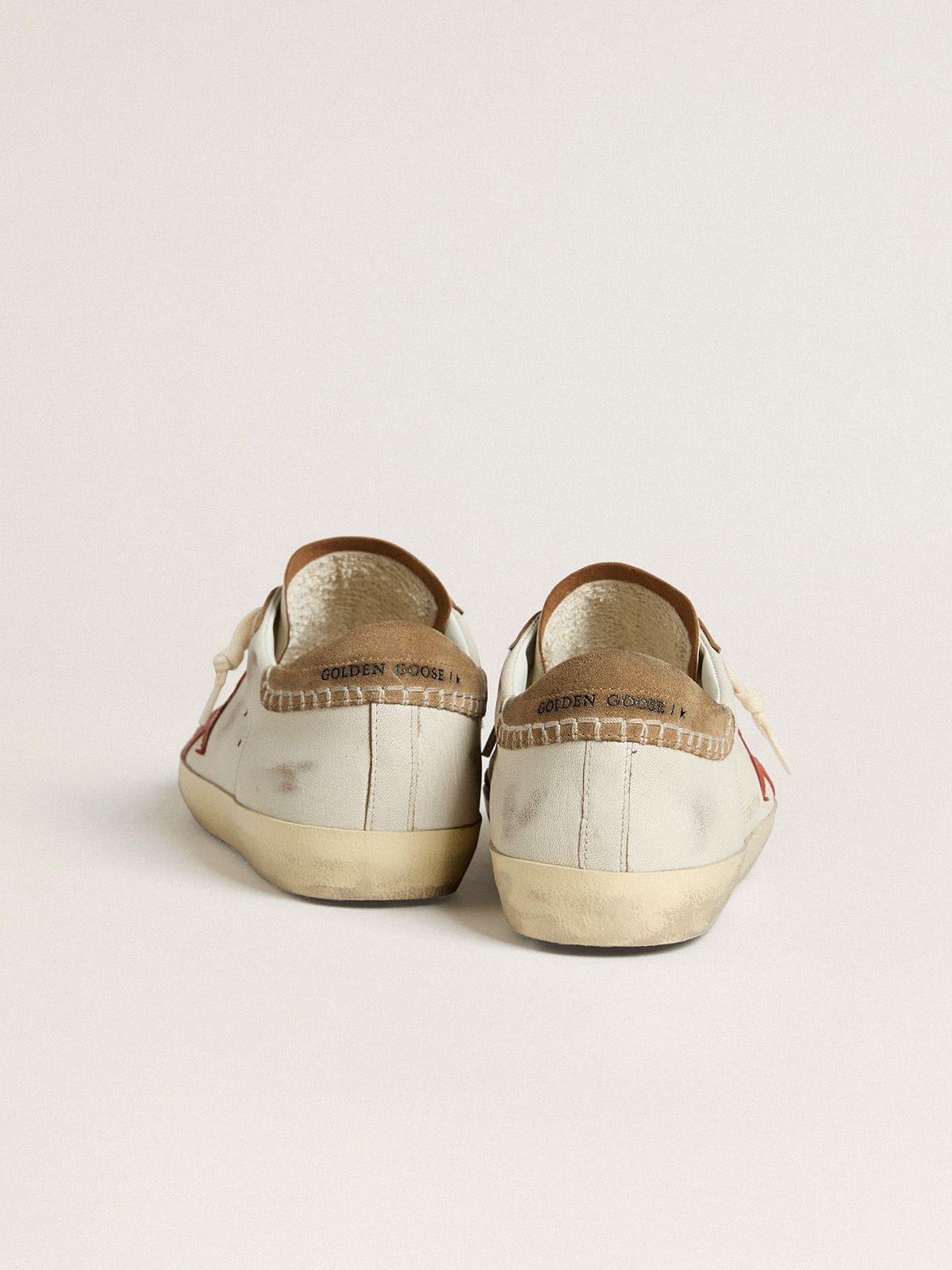 Golden Goose - 오렌지 레더 스타 & 토바코 스웨이드 힐탭 나파 레더 슈퍼스타 LTD in 