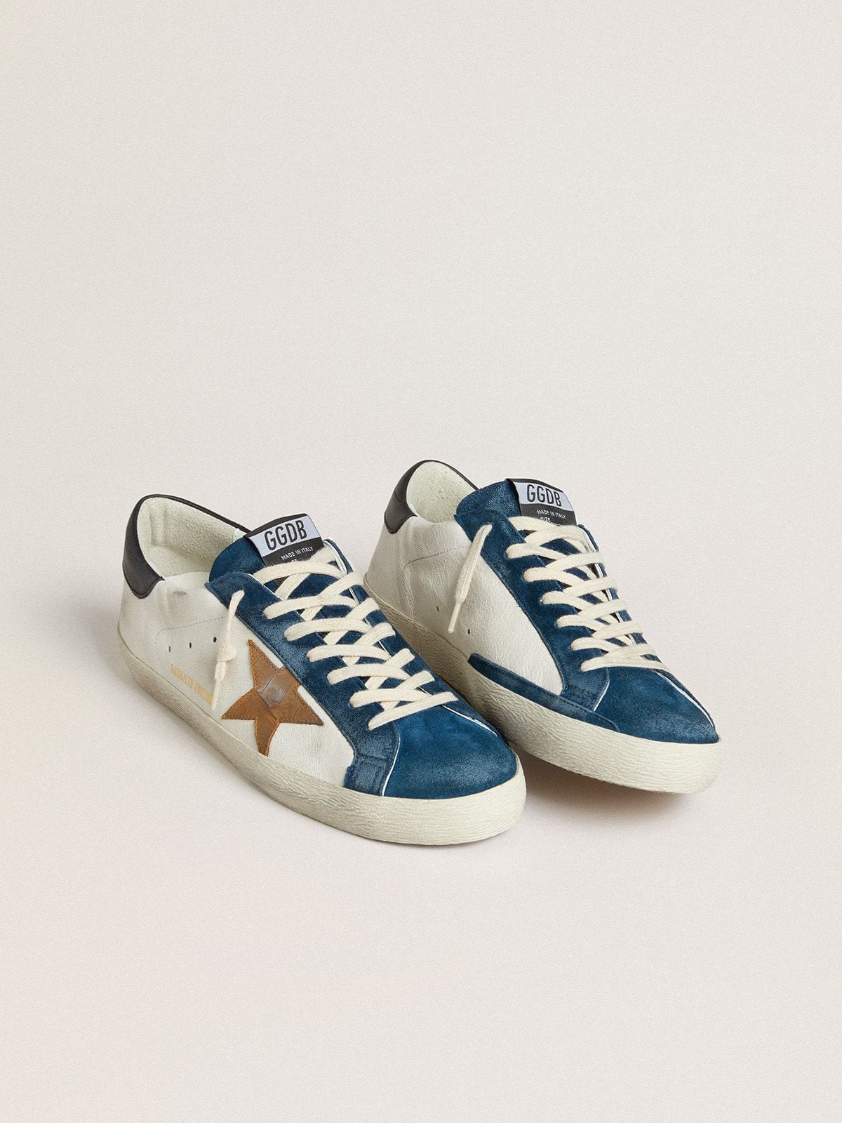 Golden Goose - Men's Super-Star LTD with tobacco-colored croc-print leather star and black leather heel tab in 