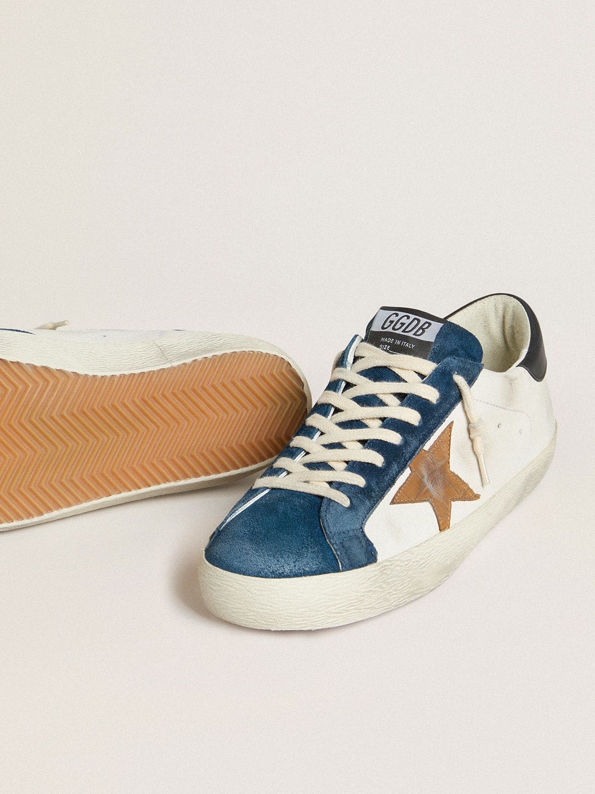 Golden Goose - Men's Super-Star LTD with tobacco-colored croc-print leather star and black leather heel tab in 