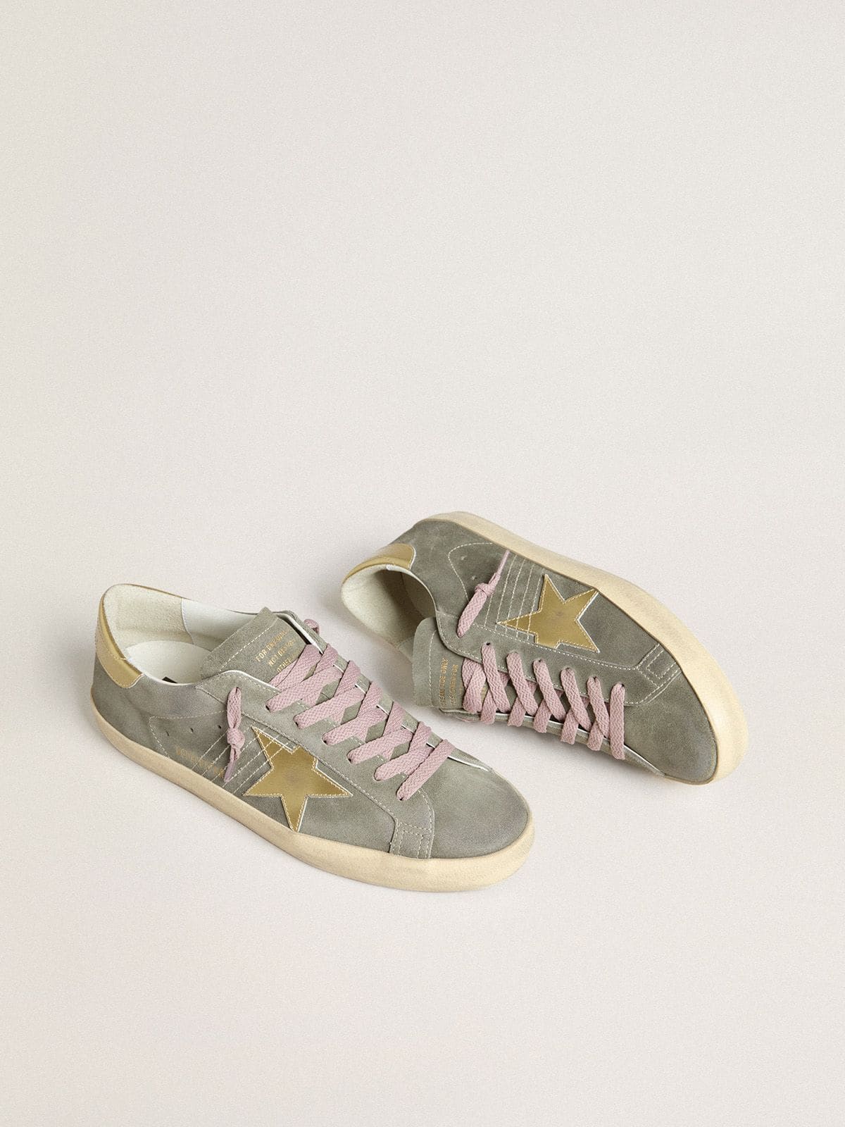 Golden Goose - Men's Super-Star in gray suede with gold metallic leather star and heel tab in 
