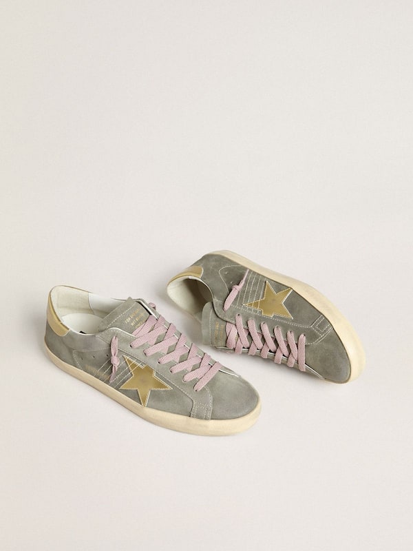 Golden Goose - Men's Super-Star in gray suede with gold metallic leather star and heel tab in 
