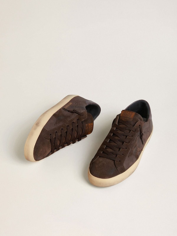 Golden Goose - Men's Super-Star LTD in brown nubuck with suede star and purple leather heel tab in 