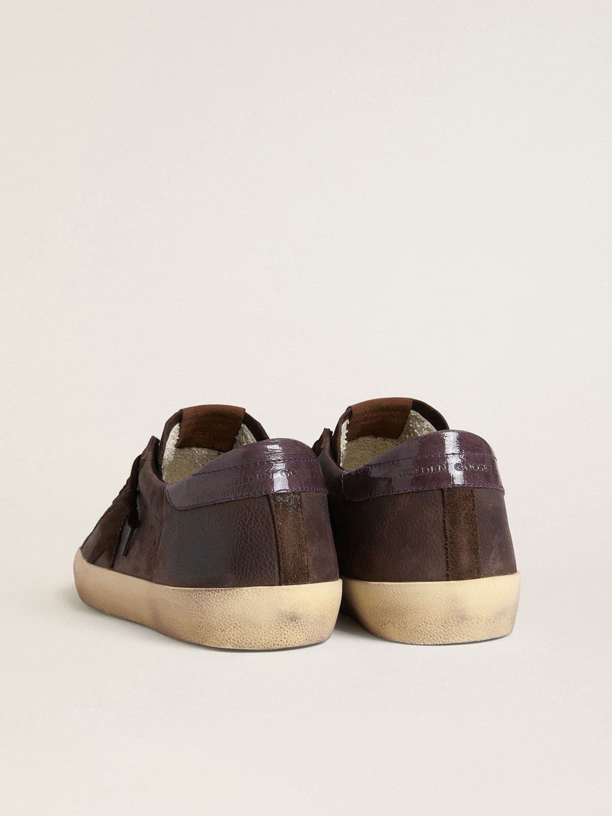 Golden Goose - Men's Super-Star LTD in brown nubuck with suede star and purple leather heel tab in 
