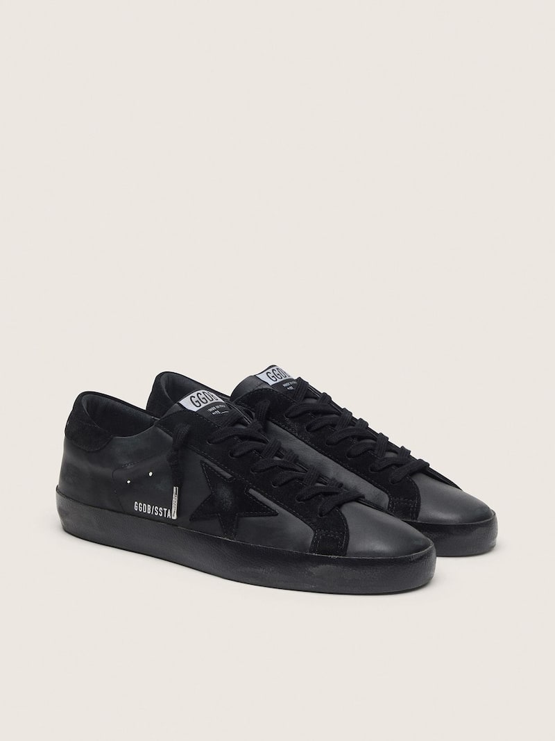 Golden Goose - Men's Super-Star in black nappa with suede details and black foxing in 