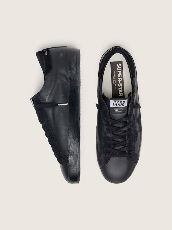 Golden Goose - Men's Super-Star in black nappa with black suede star and heel tab in 
