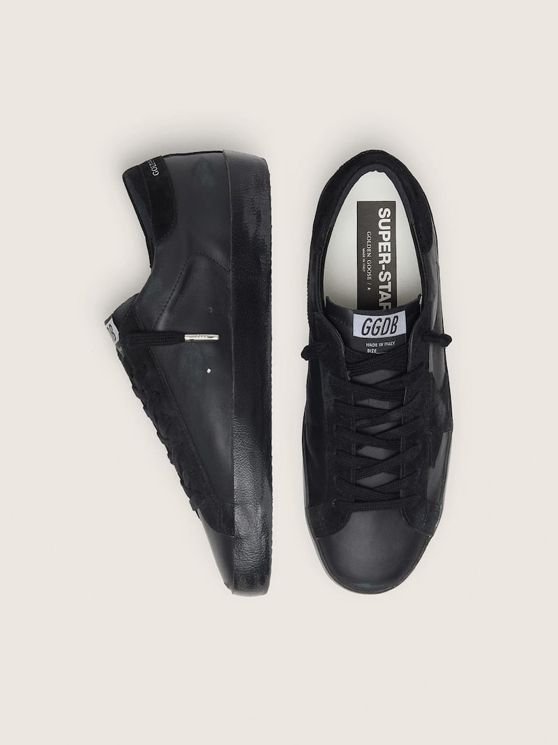 Golden Goose - Men's Super-Star in black nappa with suede details and black foxing in 