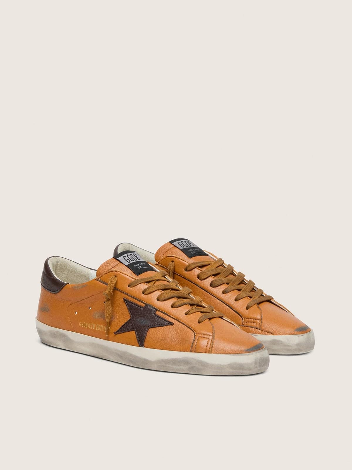 Men's Super-Star LTD in orange leather with brown star