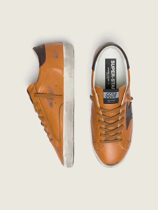 Men's Super-Star LTD in orange leather with brown star