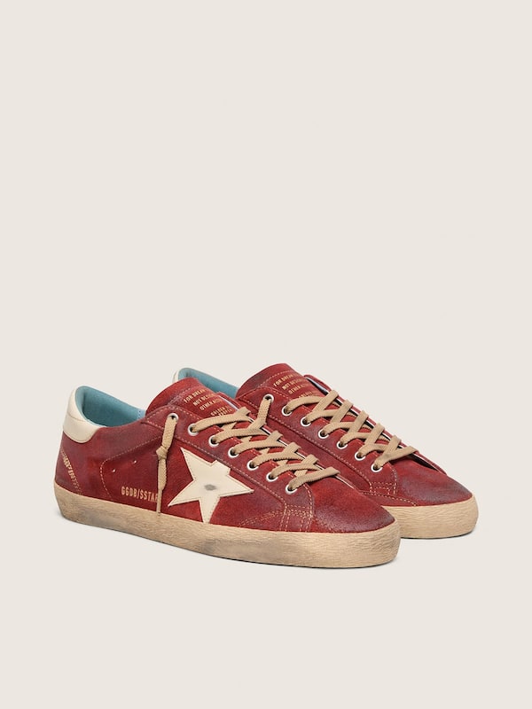 Men&rsquo;s Super-Star in red suede with cream leather star