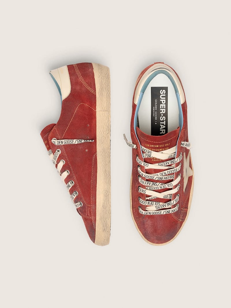 Golden Goose - Men&rsquo;s Super-Star in red suede with cream leather star in 